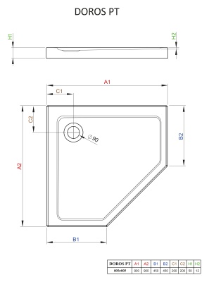 Акриловый поддон для душа Radaway Doros PT 90x90x5 белый