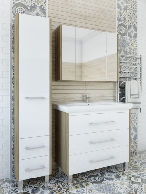 Тумба с раковиной Sanflor Ларго 100 С0002114 Швейцарский вяз Белая