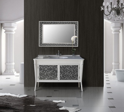 Тумба Атолл Валенсия 130 New bianco (черная патина) Bianco (черная патина)