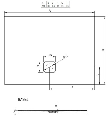 Акриловый поддон для душа Riho Basel 424 80x180 DC390050000000S Белый с антискользящим покрытием