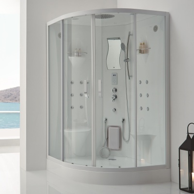 Душевая кабина SSWW WU108A 120х120 с гидромассажем профиль Белый задние стенки Белые