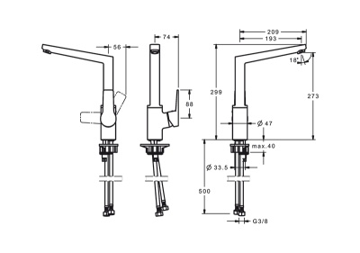 Смеситель для кухни Oras Twista 3838F Хром