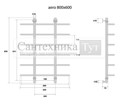 Полотенцесушитель Energy Aero 800x600 водяной хром