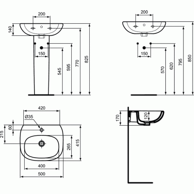 Раковина Ideal Standard Tesi 50 T009401 Белая