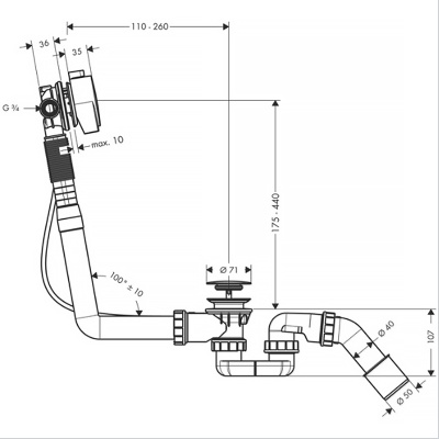 Слив-перелив Hansgrohe Exafill S 58113000 Хром