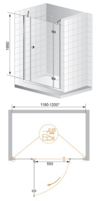 Душевая дверь в нишу Cezares Verona B-13 140 VERONA-W-B-13-40+60/40-P-Cr-R профиль Хром стекло текстурное