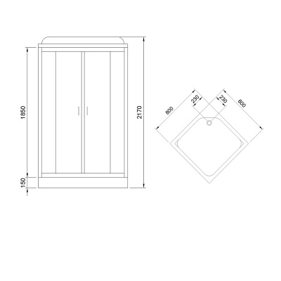 Душевая кабина Royal Bath HP 80х80 RB80HP6-WC-CH стекло матовое задняя стенка Белая