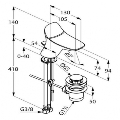 Смеситель для раковины Kludi Ambienta 530290575 Хром