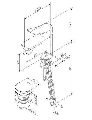 Смеситель для раковины AM.PM X-Joy F85A82100 с донным клапаном Хром