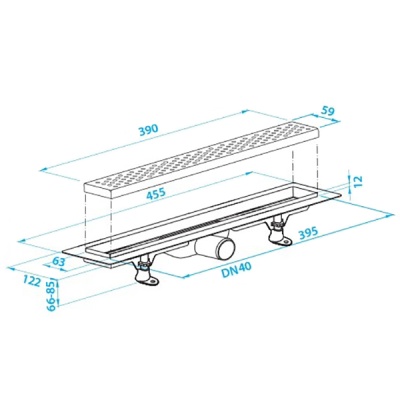 Душевой лоток PlastBrno SZE1390 с решеткой