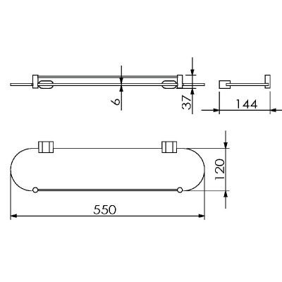 Стеклянная полка Langberger Lugano 24051H овальная Хром