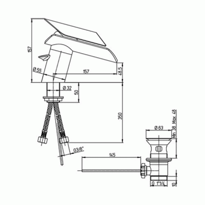 Смеситель для биде Paini Morgana 73CR306VR Хром стекло
