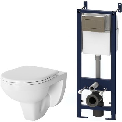 Комплект унитаза с инсталляцией AM.PM Sense IS374A1738 с сиденьем Микролифт и клавишей смыва Хром