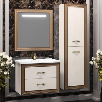 Тумба под раковину Opadiris Карат 100 Z0000006629 подвесная Белая с золотой патиной