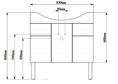 Тумба с раковиной SanVit Прима 90 kprim090 с фактурой под дерево прямые ручки Акация светлая