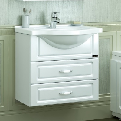 Тумба с раковиной СанТа Верона 60 2 ящика подвесная Белая