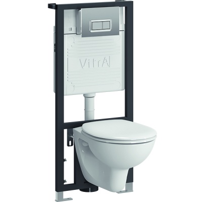 Комплект унитаза с инсталляцией Vitra Arkitekt 9005B003-7211 с сиденьем и кнопкой смыва Хром