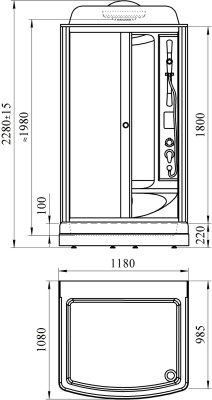 Душевая кабина Radomir Диана 1 118x108 1-05-1-0-0-0641 профиль Белый стекло матовое