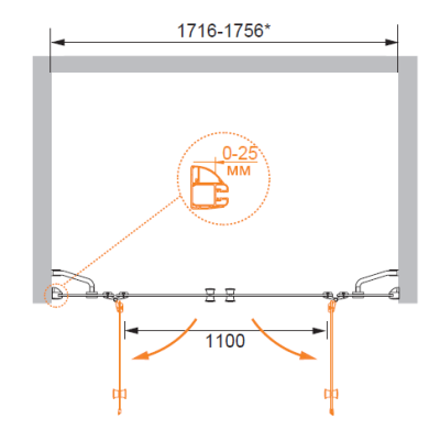 Душевая дверь в нишу Cezares Verona B-22 195 профиль Хром стекло прозрачное