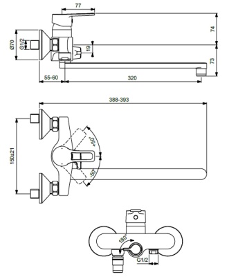 Смеситель для ванны Vidima Hype BA400AA универсальный Хром