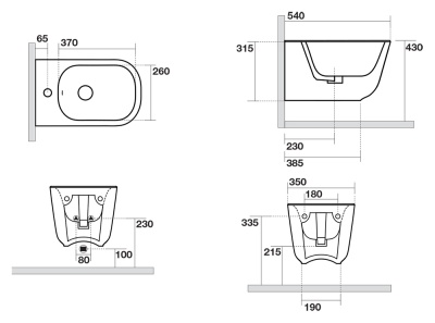 Биде Kerasan Tribeca 5125 подвесное с одним отверстием под смеситель