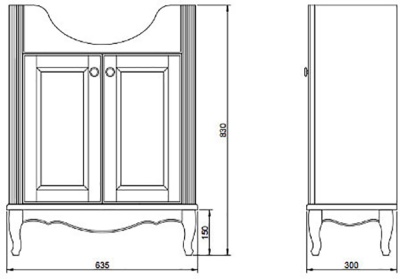 Тумба под раковину ValenHouse Эллина 65 E65_ТКБ Кальяри ручки Бронза