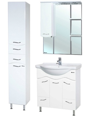 Зеркало со шкафом Bellezza Мари 75 с подсветкой L Белое