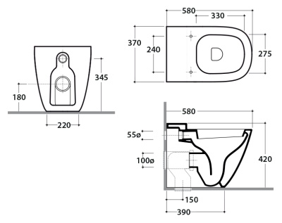 Унитаз Globo Stockholm LA001 без бачка и сиденья