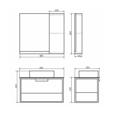 Зеркало со шкафом Comforty Кельн 90 4147987 Дуб темный