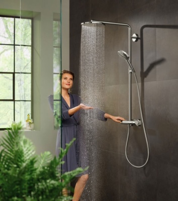 Душевая система Hansgrohe Raindance Select S Showerpipe 27633670 с термостатом Черный матовый