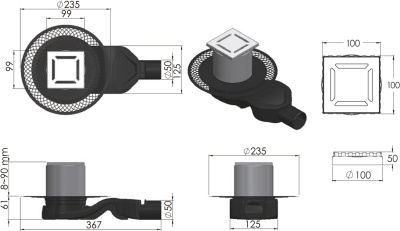 Душевой трап Berges Wasserhaus Platz Norma 100x100 090158 с решеткой Матовый хром