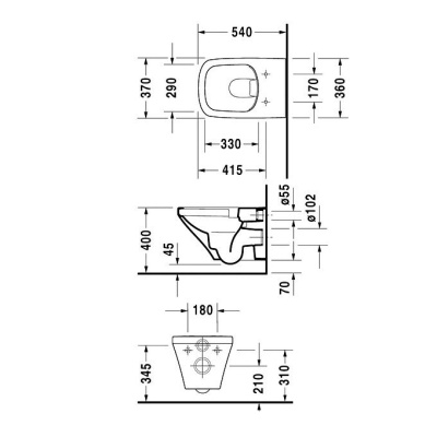 Унитаз Duravit Rimless 2551090000 подвесной без крышки-сиденья