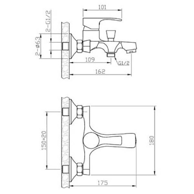Смеситель для ванны Agger Fine A1110000 Хром