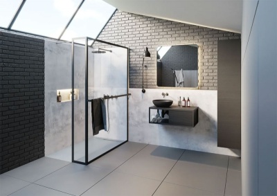 Душевая перегородка Riho Lucid GD402 120х30 GD412B030 профиль Черный стекло прозрачное