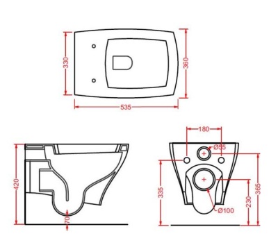 Унитаз Artceram Jazz JZV001 01 50 подвесной Черно-белый