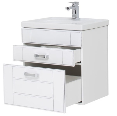 Тумба под раковину Aquanet Рондо 70 189154 подвесная 2 ящика Белая