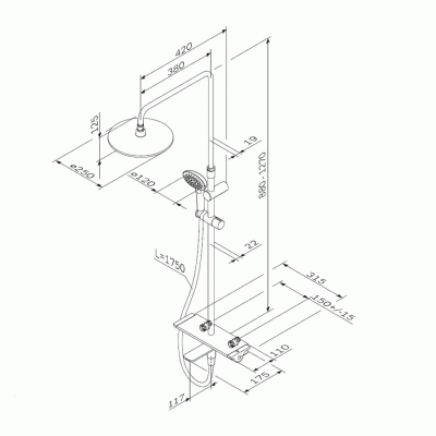 Душевая система AM.PM Spirit V2.0 F0770A500 с термостатом Хром