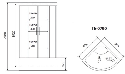 Душевая кабина Timo Eco 90x90 TE-0790 с гидромассажем