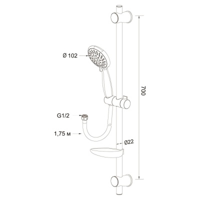 Душевой гарнитур Latuno L80048 Хром