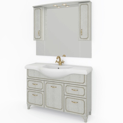 Тумба под раковину Какса-А Патина Классик 120 004494 Бежевая с золотом