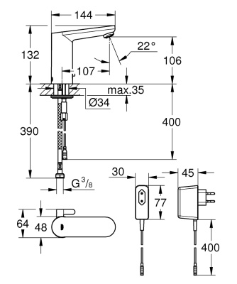 Смеситель для раковины Grohe Eurosmart E 36325001 Хром