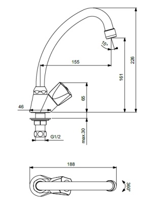 Кран для одного типа воды Vidima Practic BA159AA Хром