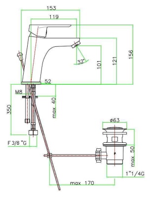 Смеситель для раковины Webert Sax Evolution SE833101015 Хром