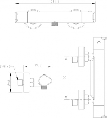 Смеситель для душа Bravat Waterfall F939114C-01A-RUS с термостатом Хром Смеситель для душа Bravat Waterfall F939114C-01A-RUS с термостатом Хром