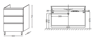 Тумба под раковину Jacob Delafon Vox 60 EB2050-RA-E16 подвесная Ореховое дерево