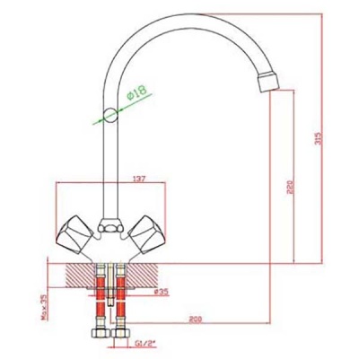 Смеситель для кухни Agger Retro-S A1800000 Хром