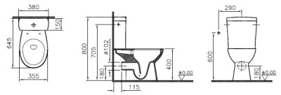 Унитаз компакт Vitra S10 9822B003-7204 с бачком и сиденьем Микролифт