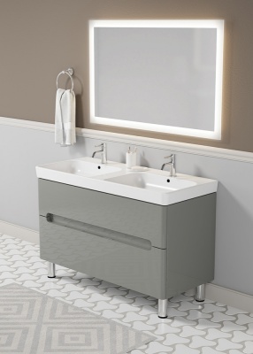 Тумба с двойной раковиной SanVit Форма 120 kforma1202 в цвете Ral Белый глянец