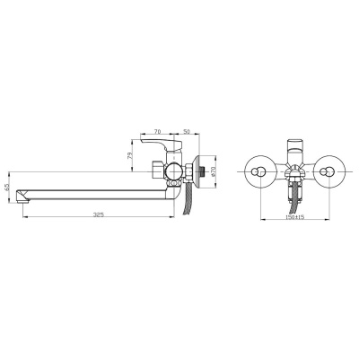 Смеситель для ванны Ростовская Мануфактура Сантехники SL126-006E универсальный Хром