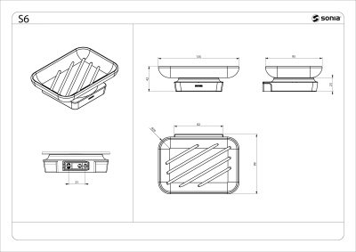 Мыльница Sonia S6 black 166459 Черная матовая
